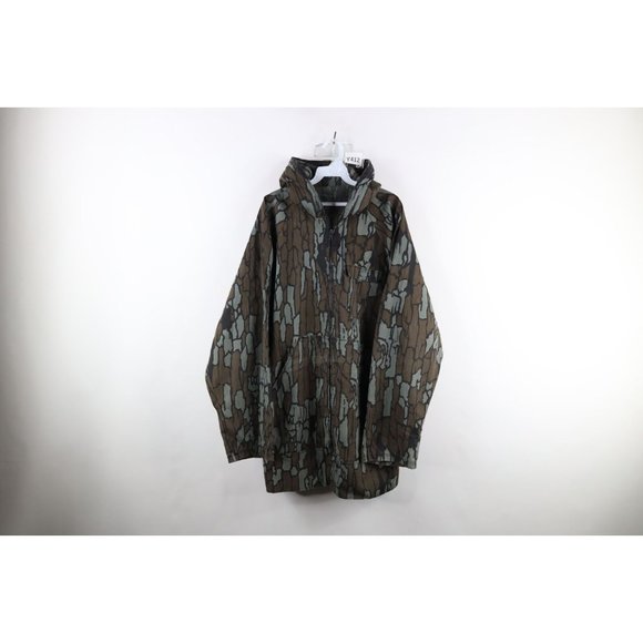 Vtg 80s Streetwear Mens Large Faded Trebark Camouflage Hooded Parka Jacket USA